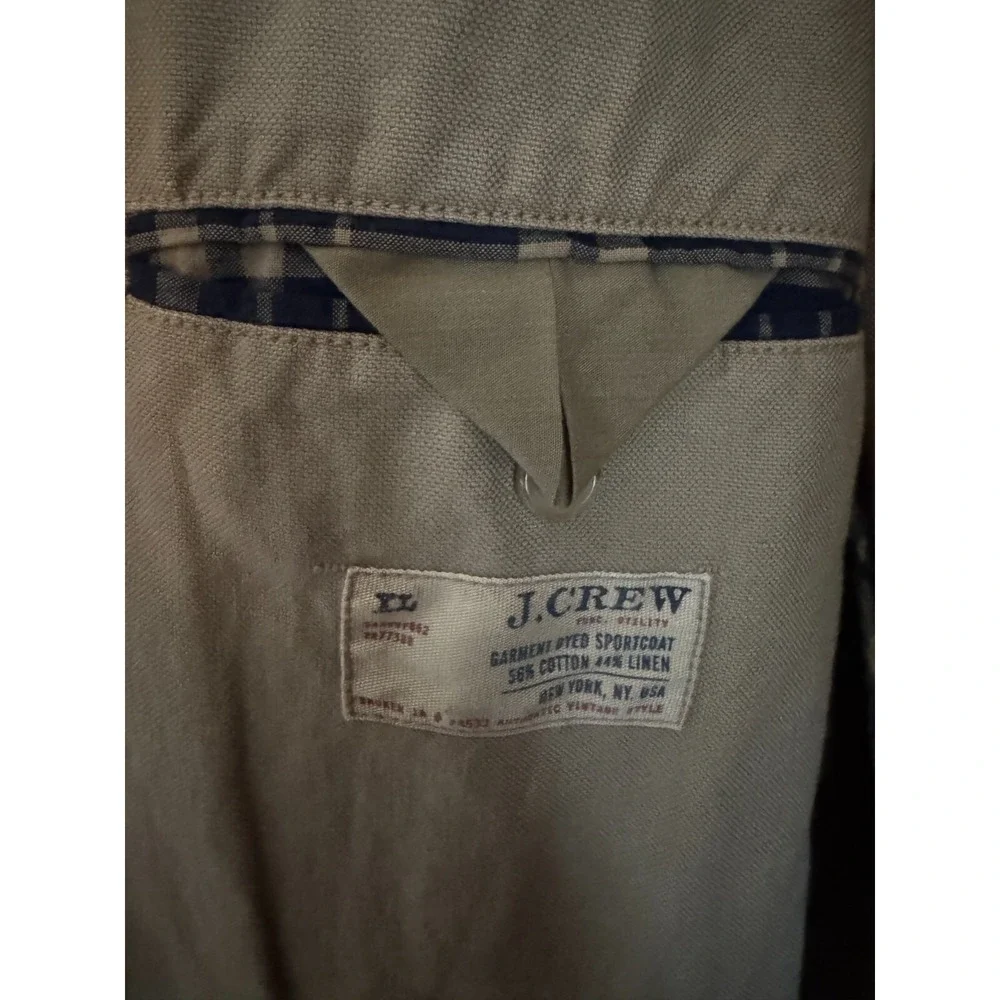 J Crew 3 Button Garment Dyed Men's Khaki Sportcoat Size XL Preppy Breathable‎